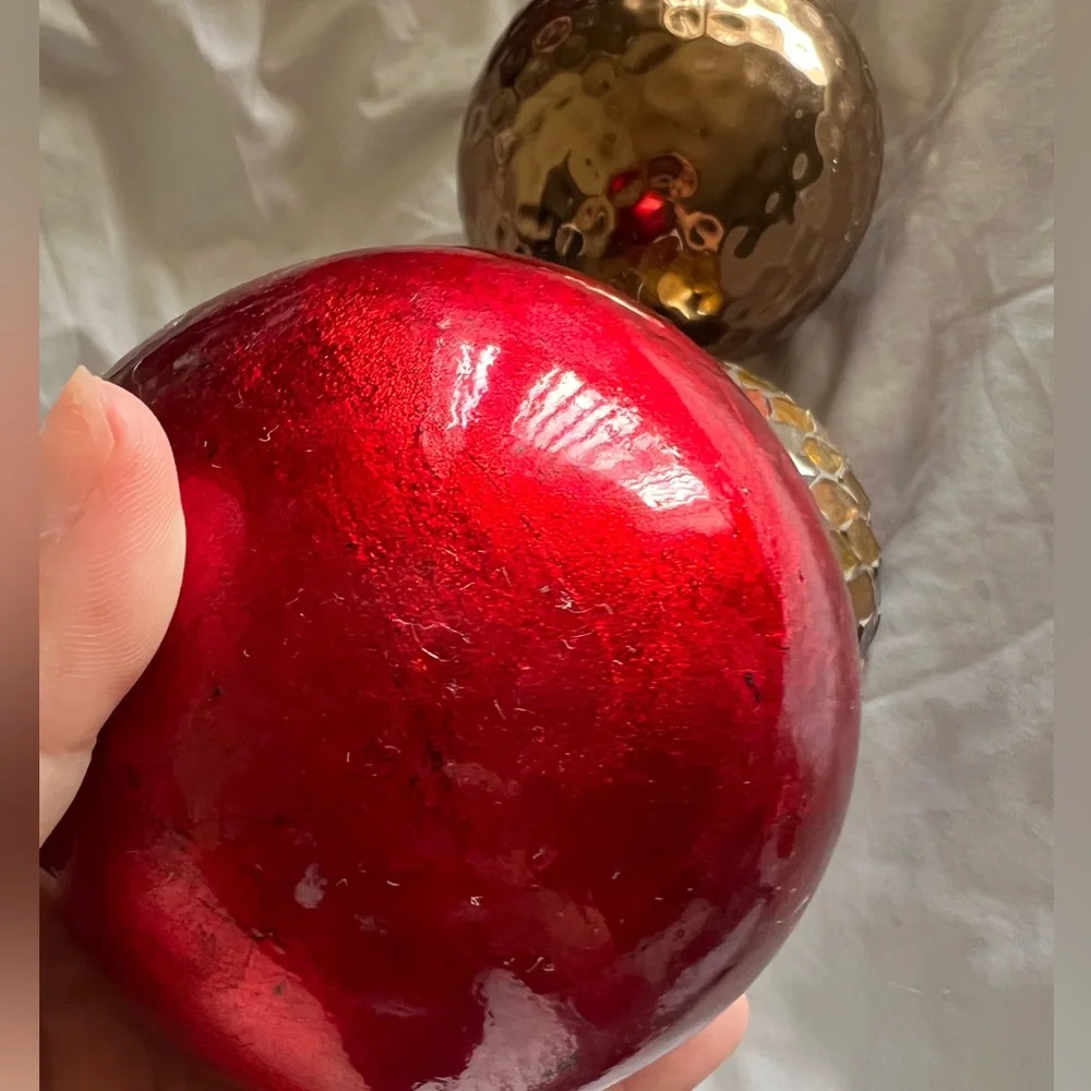 Pier 1 Red and Gold Sphere Set